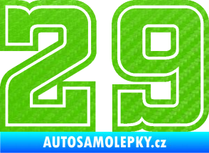 Samolepka Startovní číslo 29 typ 5 3D karbon zelený kawasaki