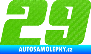 Samolepka Startovní číslo 29 typ 6 3D karbon zelený kawasaki