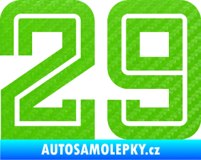 Samolepka Startovní číslo 29 typ 7 3D karbon zelený kawasaki