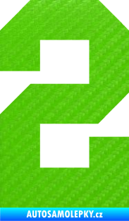 Samolepka Startovní číslo 2 3D karbon zelený kawasaki