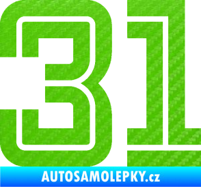 Samolepka Startovní číslo 31 typ 7 3D karbon zelený kawasaki