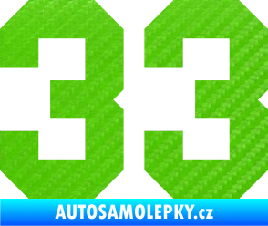 Samolepka Startovní číslo 33 3D karbon zelený kawasaki