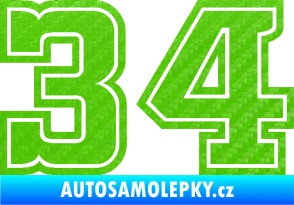 Samolepka Startovní číslo 34 typ 5 3D karbon zelený kawasaki
