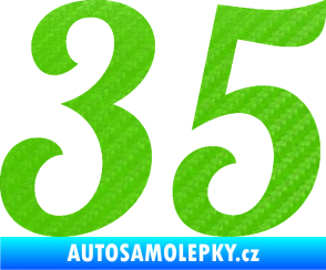 Samolepka Startovní číslo 35 typ 3 3D karbon zelený kawasaki