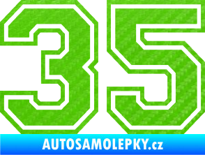Samolepka Startovní číslo 35 typ 4 3D karbon zelený kawasaki