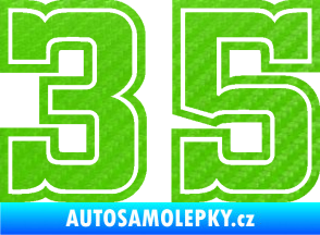 Samolepka Startovní číslo 35 typ 5 3D karbon zelený kawasaki