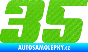 Samolepka Startovní číslo 35 typ 6 3D karbon zelený kawasaki