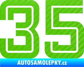 Samolepka Startovní číslo 35 typ 7 3D karbon zelený kawasaki