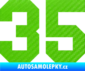 Samolepka Startovní číslo 35 3D karbon zelený kawasaki