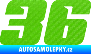 Samolepka Startovní číslo 36 typ 6 3D karbon zelený kawasaki