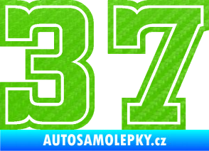 Samolepka Startovní číslo 37 typ 5 3D karbon zelený kawasaki