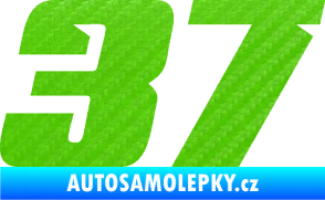 Samolepka Startovní číslo 37 typ 6 3D karbon zelený kawasaki