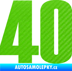 Samolepka Startovní číslo 40 typ 2     3D karbon zelený kawasaki