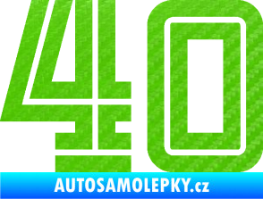 Samolepka Startovní číslo 40 typ 7 3D karbon zelený kawasaki