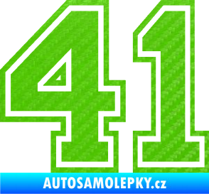 Samolepka Startovní číslo 41 typ 4 3D karbon zelený kawasaki