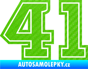 Samolepka Startovní číslo 41 typ 5 3D karbon zelený kawasaki