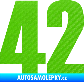 Samolepka Startovní číslo 42 typ 2    3D karbon zelený kawasaki