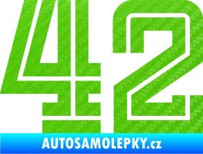 Samolepka Startovní číslo 42 typ 7 3D karbon zelený kawasaki