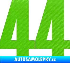 Samolepka Startovní číslo 44 typ 2     3D karbon zelený kawasaki