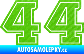 Samolepka Startovní číslo 44 typ 5 3D karbon zelený kawasaki