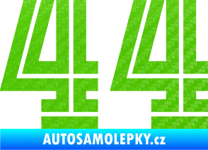 Samolepka Startovní číslo 44 typ 7 3D karbon zelený kawasaki