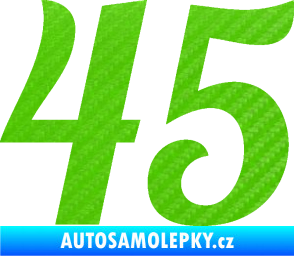Samolepka Startovní číslo 45 typ 3 3D karbon zelený kawasaki