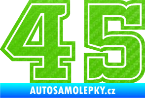 Samolepka Startovní číslo 45 typ 5 3D karbon zelený kawasaki