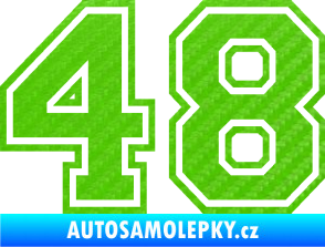 Samolepka Startovní číslo 48 typ 4 3D karbon zelený kawasaki