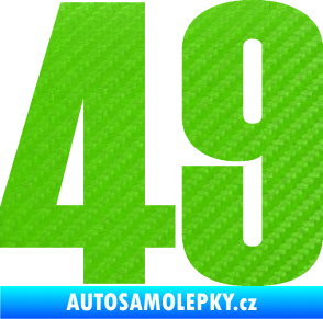Samolepka Startovní číslo 49 typ 2      3D karbon zelený kawasaki