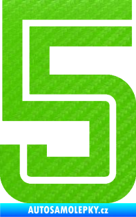 Samolepka Startovní číslo 5 typ 7 3D karbon zelený kawasaki