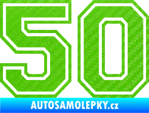 Samolepka Startovní číslo 50 typ 4 3D karbon zelený kawasaki