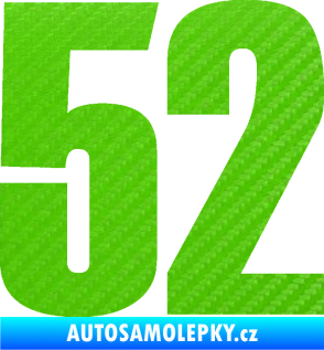 Samolepka Startovní číslo 52 typ 2  3D karbon zelený kawasaki