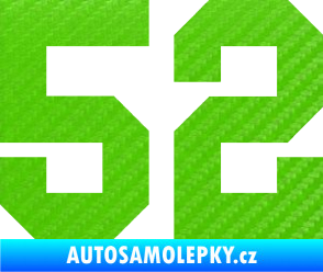 Samolepka Startovní číslo 52 3D karbon zelený kawasaki