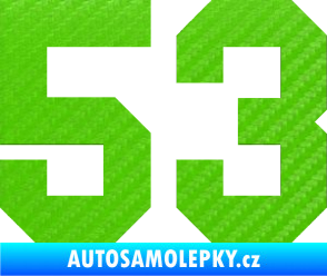 Samolepka Startovní číslo 53 3D karbon zelený kawasaki