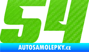 Samolepka Startovní číslo 54 typ 6 3D karbon zelený kawasaki