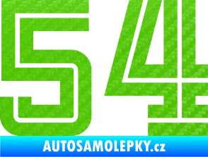 Samolepka Startovní číslo 54 typ 7 3D karbon zelený kawasaki