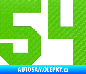 Samolepka Startovní číslo 54 3D karbon zelený kawasaki