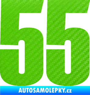 Samolepka Startovní číslo 55 typ 2   3D karbon zelený kawasaki