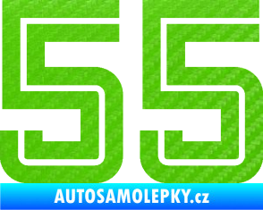 Samolepka Startovní číslo 55 typ 7 3D karbon zelený kawasaki