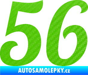 Samolepka Startovní číslo 56 typ 3 3D karbon zelený kawasaki