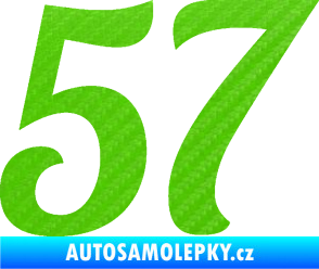 Samolepka Startovní číslo 57 typ 3 3D karbon zelený kawasaki