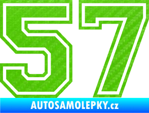Samolepka Startovní číslo 57 typ 4 3D karbon zelený kawasaki
