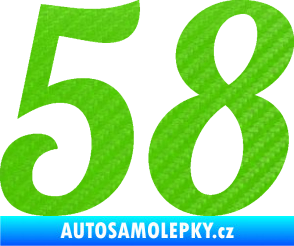 Samolepka Startovní číslo 58 typ 3 3D karbon zelený kawasaki