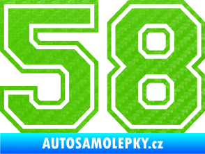 Samolepka Startovní číslo 58 typ 4 3D karbon zelený kawasaki