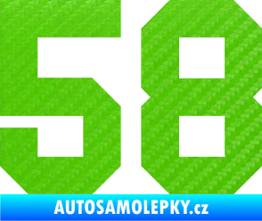 Samolepka Startovní číslo 58 3D karbon zelený kawasaki