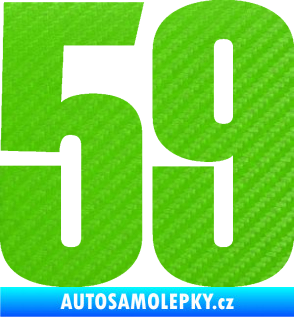 Samolepka Startovní číslo 59 typ 2    3D karbon zelený kawasaki