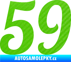 Samolepka Startovní číslo 59 typ 3 3D karbon zelený kawasaki
