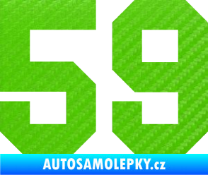 Samolepka Startovní číslo 59 3D karbon zelený kawasaki