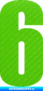 Samolepka Startovní číslo 6 typ 2   3D karbon zelený kawasaki