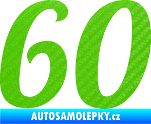 Samolepka Startovní číslo 60 typ 3 3D karbon zelený kawasaki